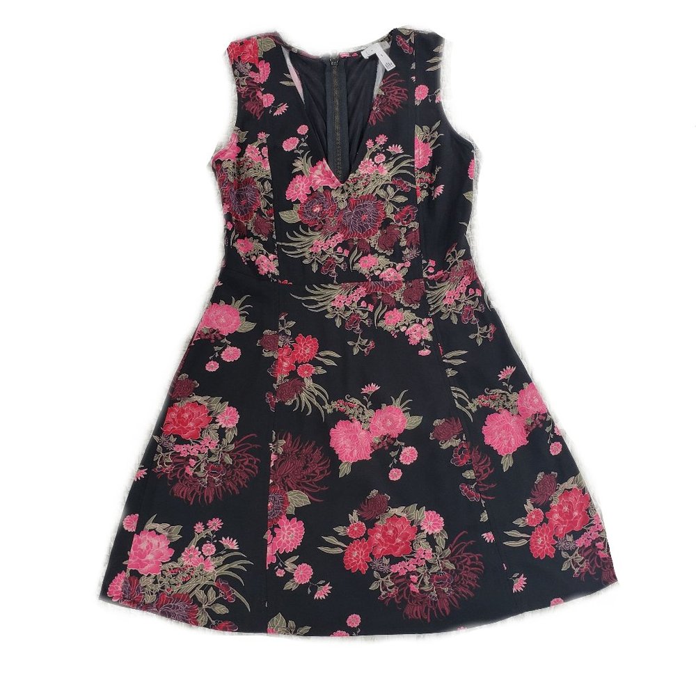 Leith Black Pink Floral Dress Sleeveless